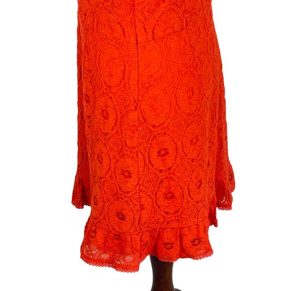 BETSEY JOHNSON EYELET V-NECK SLEEVELESS MINI DRESS IN SPICY ORANGE SIZE LARGE - Picture 7 of 16